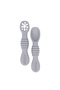 BabiesBasic Soft Tip BPA Free Silicone First Stage Training Spoon with Masher- Grey