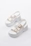 24414-572 White Buckle Daily Wedge Heel Women's Sandals - 3