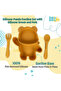 3 Piece Silicone Feeding Set, with Silicone Suction Plate, Spoon and Fork - Yellow - 2