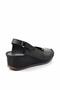 Black Leather Women's Wedge Heeled Shoes K05717250403 - 4