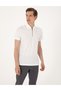 Ecru Ultralight Fabric Slim Fit Zippered Polo Collar T-Shirt 50302623-Vr019 - 3