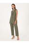 Khaki Carrot Fit Linen Trousers 50299985-Vr027 - 3