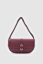 Selra Buckle Detailed Shoulder Bag with Magnet Closure and Inner Pocket Claret Red