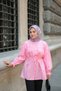 Women's Robadan Gathered Detailed Balloon Sleeve Shirt Pink - 5