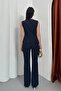 Women's Double Bottom Top Set Stylish Button Detailed Vest Pants Set - 7