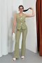 Women's Double Bottom Top Set Stylish Button Detailed Vest Pants Set - 2
