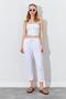 Women's White (6813) Wide Leg Garment Stitched Gabardine Trousers