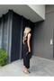 Black Zero Sleeve Apple Slice Buckle Midi Length Dress – Stylish and Modern 7341 - 4