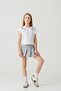 Printed Bottom Pleated Embroidered Girl's Shorts - T-Shirt Set - 5