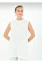 White Sleeveless Viscose Underwear with Stone Detail on the Front