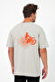 Men's Crew Neck Motor Back Printed Oversize T-Shirt