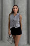 Women's V-Neck Short Double Crepe Woven Vest 1088