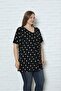 Plus Size V-Neck Black Loose Cut Lycra Blouse - 4