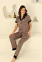 Leopard Printed Pieces of 100% Cotton Cotton Pieces of Button-Front Maternity & Breastfeeding Pajama Set