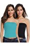 Women's Seamless Strapless Crop Top Tube Top Inner Camisole, Free Size (Pack Of 2) (BLACK/B - 2