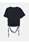 Black Crew Neck Plain Short Sleeve Women's Crop - 6