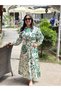 Green Floral Print Long Sleeve Loose Dress - Relaxed and Modern Fit
