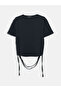 Black Crew Neck Plain Short Sleeve Women's Crop - 5