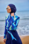Navy Blue Full Covered Hijab Swimsuit with Stopper and Water Repellent Fabric M2530-2 - 4