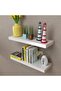 Floating Wall Display Shelves Book/DVD Storage White MDF 2 pcs