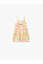 Bow Tie Wrap Fruit Patterned Strap Dress - 2