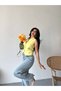 Women's Blazer Vest Jacket with Yellow Button Detail - 3