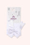 Baby Girl Ribbon Detailed Knee-High White Socks