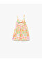 Bow Tie Wrap Fruit Patterned Strap Dress