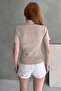 Women's Cream Zippered Ribbed Knitted Blouse - 5