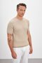 Striped Patterned Crew Neck Knitwear Beige Men's T-Shirt - 2