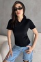 Women's Black Hooded Ribbed Knitted Blouse