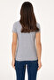 Women's Gray Melange Basic T-Shirt 50300896-Vr086 - 5