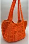 Hand-Knitted Beach Bag/With Lining, Zipper Inner Pocket, Snap Detail