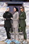 Women's Zippered Diving Fabric Mold Jogger Tracksuit Set