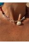 Beige Drawstring Natural Stone Chakra Women's Necklace with Oyster Detail - 3