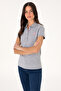 Women's Gray Melange Basic T-Shirt 50300896-Vr086 - 3
