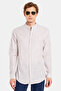 Men's Slim Fit Slim Cut Long Sleeve 100% Cotton Linen Texture Striped Judge Collar Shirt - 4
