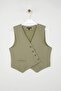 Haki Fitted Keten Görünümlü Kruvaze Kapamalı Crop Yelek TWOSS25YE00122 - 5