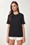 Pack of 2 Cotton Basic Knitted T-Shirts Black Gray Melange Lag0002 - 4