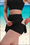 Women's Black Slit Pocketed Sports Shorts Skirt – with Inner Shorts, Suitable for Sea and Pool, H Quick-Drying Fabric
