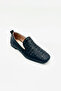 Black Genuine Leather Knitted Patterned Loafer Shoes - 4
