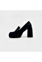 Navy Blue Platform Heeled Leather Loafer – 10 cm Neolit ​​Heeled - 2