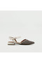 Beige Straw Detailed Genuine Leather Ankle Strap Flat Shoes