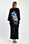 Women's Black Blue Embroidered Jacket and Trousers Woven Viscon Top and Bottom Set - 8