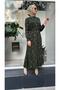 Green Silk Dress - Printed Pleat and Zipper Detail - 4