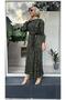 Green Silk Dress - Printed Pleat and Zipper Detail - 3