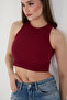 2-Piece Women's Halter Neck Ribbed Strap Zero Sleeve Crop Blouse - 6