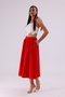 Women's Skirt Midi Skirt Hijab Skirt Women's Skirt Flared Front Pleated Skirt Back Elastic Waistband Red - 9