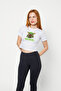 Baby Yoda Printed White Crop Top - 6