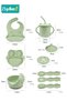 9 PCS Baby Silicone Feeding Set, First Stage Toddler Utensils with Bib, Sippy Cup, Suction Bowl, Inf - 7